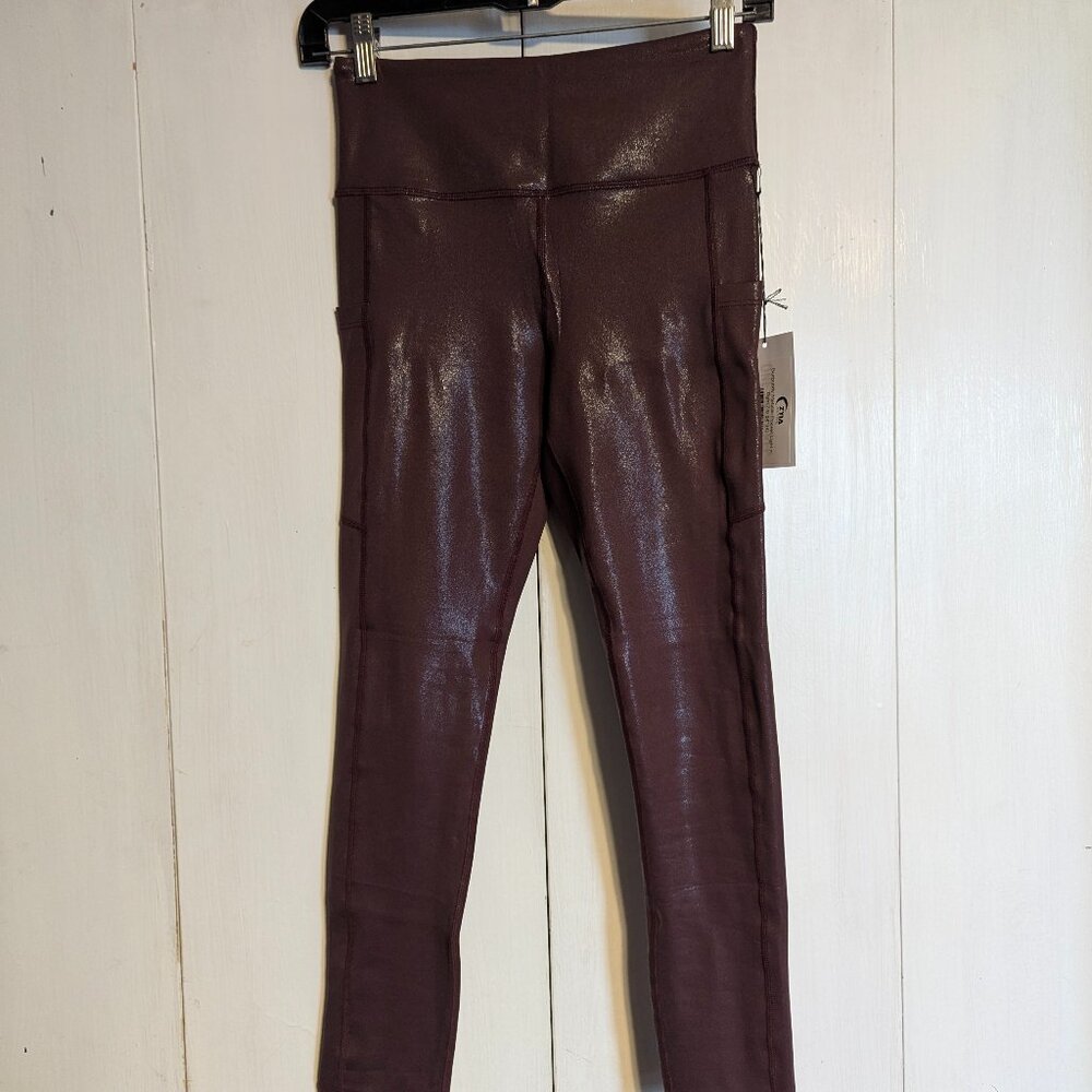 Zyia Active, Burgundy Metallic Light n Tight Leggings